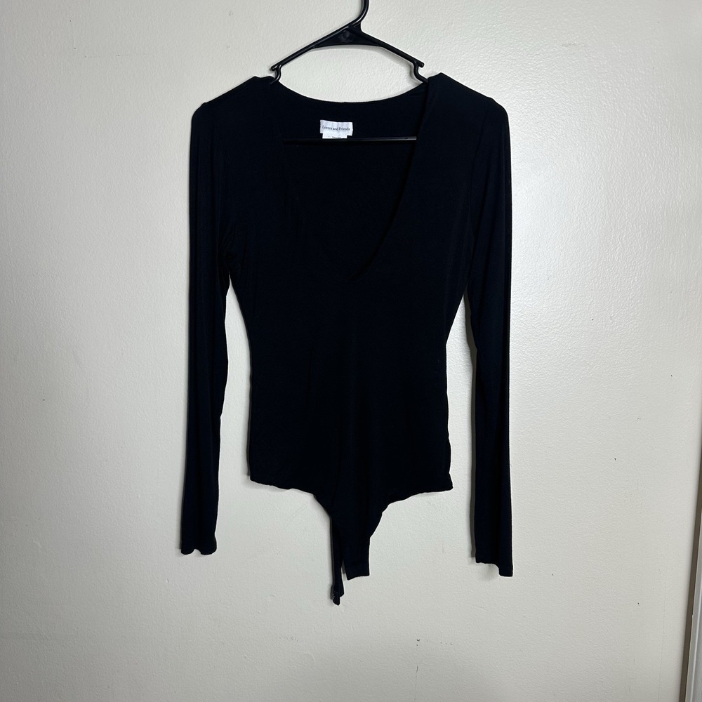 Lovers + Friends Akron Deep V Neck Black Bodysuit‎ Long Sleeve size Small - Picture 3 of 7